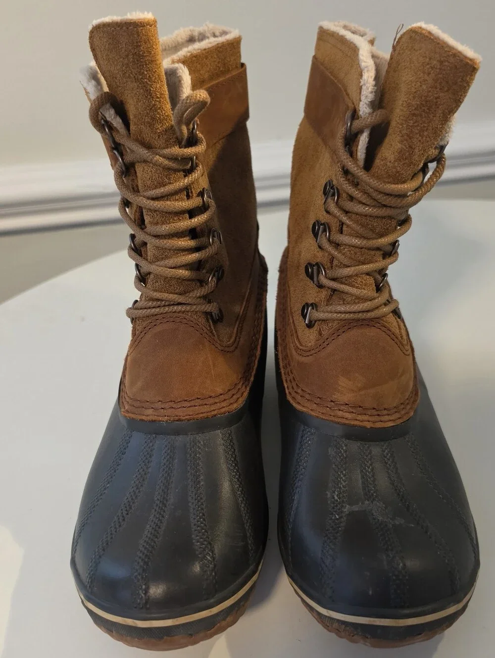 Sorel Winter Fancy Lace II Duck Boot Elk Brown Waterproof Suede Size 11